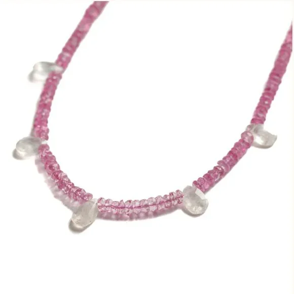 Gorgeous Pink Tourmaline & Moonstone Necklace Unique Handmade Necklace Beautiful